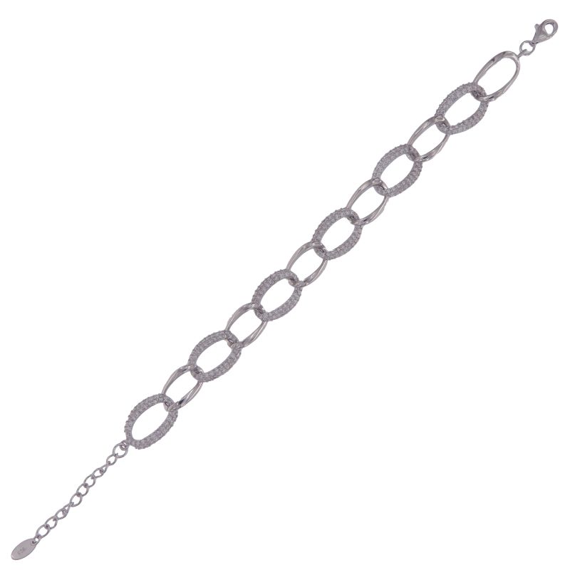 Pulsera de plata de ley con eslabones entrelazados y circonitas