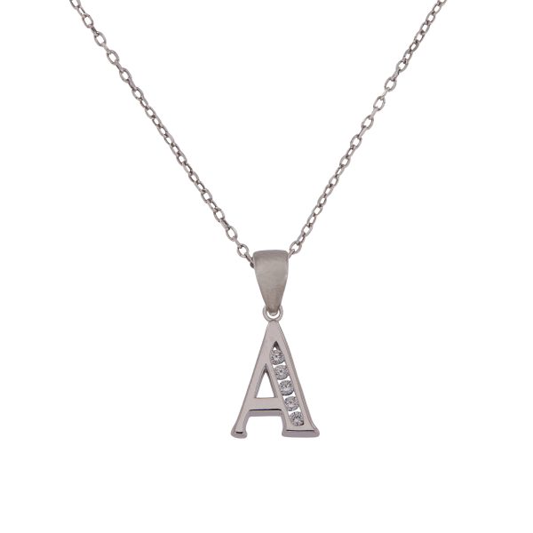 Collar plata inicial con circonita y cadena en plata de ley 925