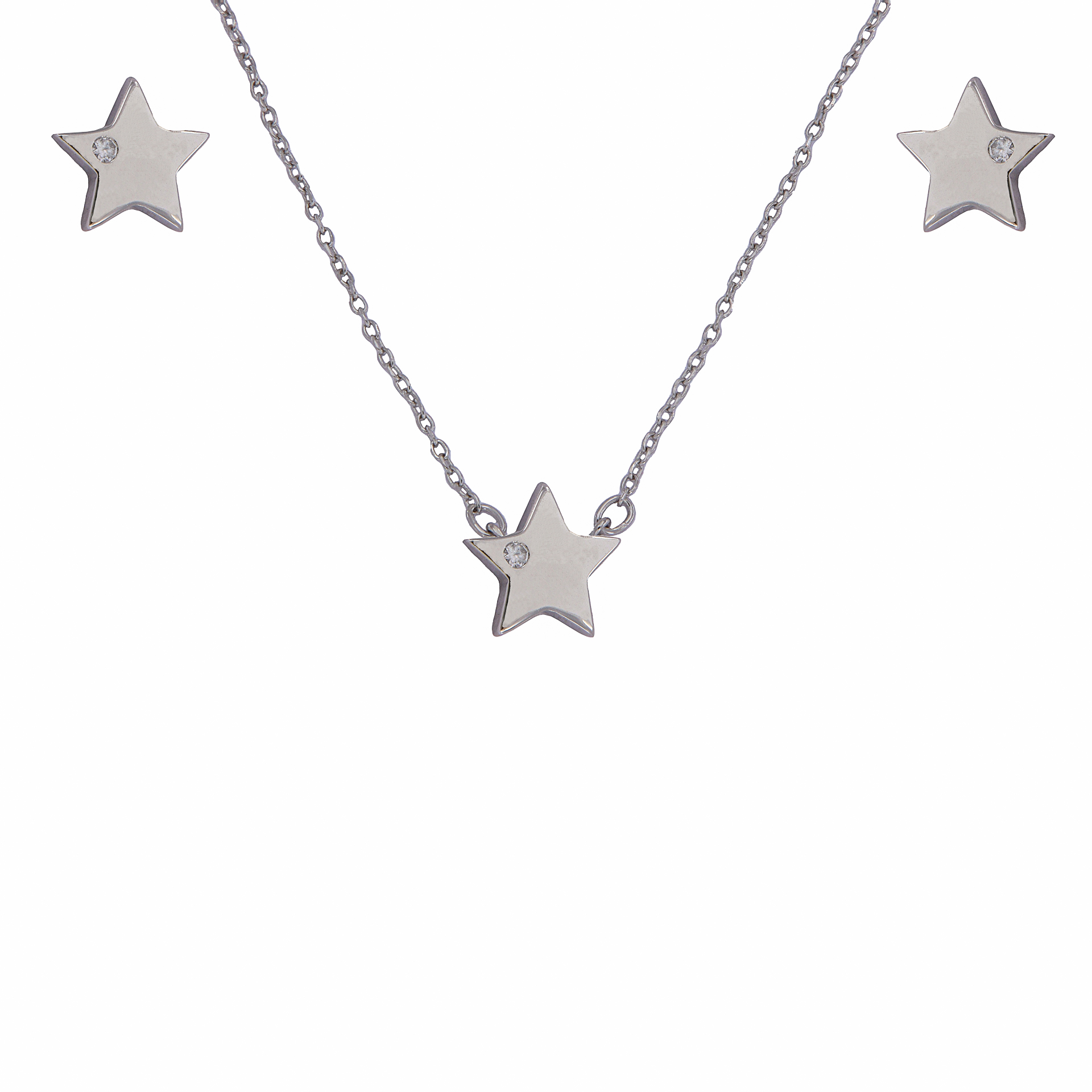 Set plata Zirel collar y pendientes de estrella con circonita elegante
