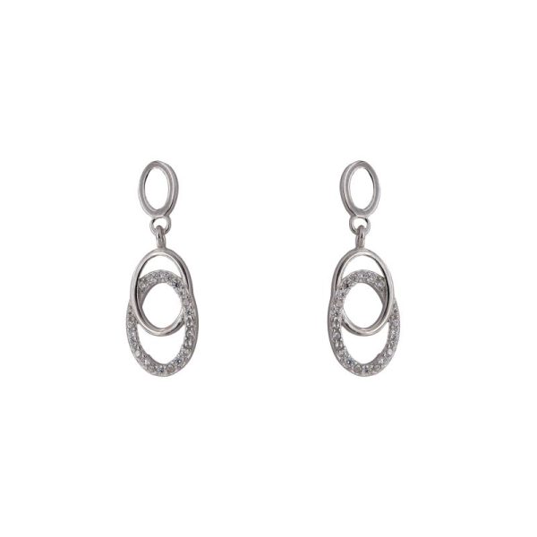 pendientes plata doble óvalo Takara con circonitas