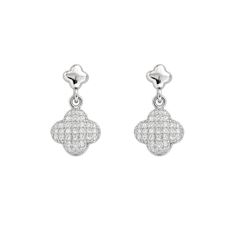 pendientes plata Fuji flor colgante con circonitas