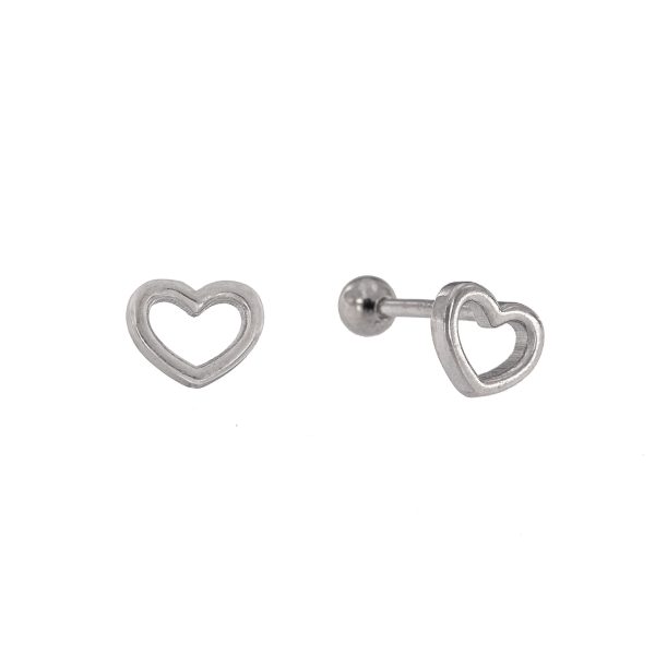 Piercing de plata Élodie con diseño de corazón y cierre labret
