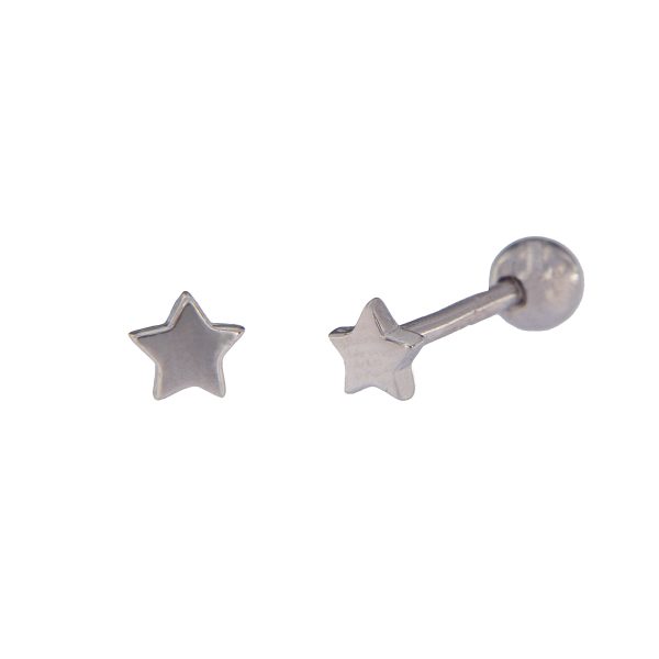 Piercing de plata Amélie con diseño de estrella y cierre labret