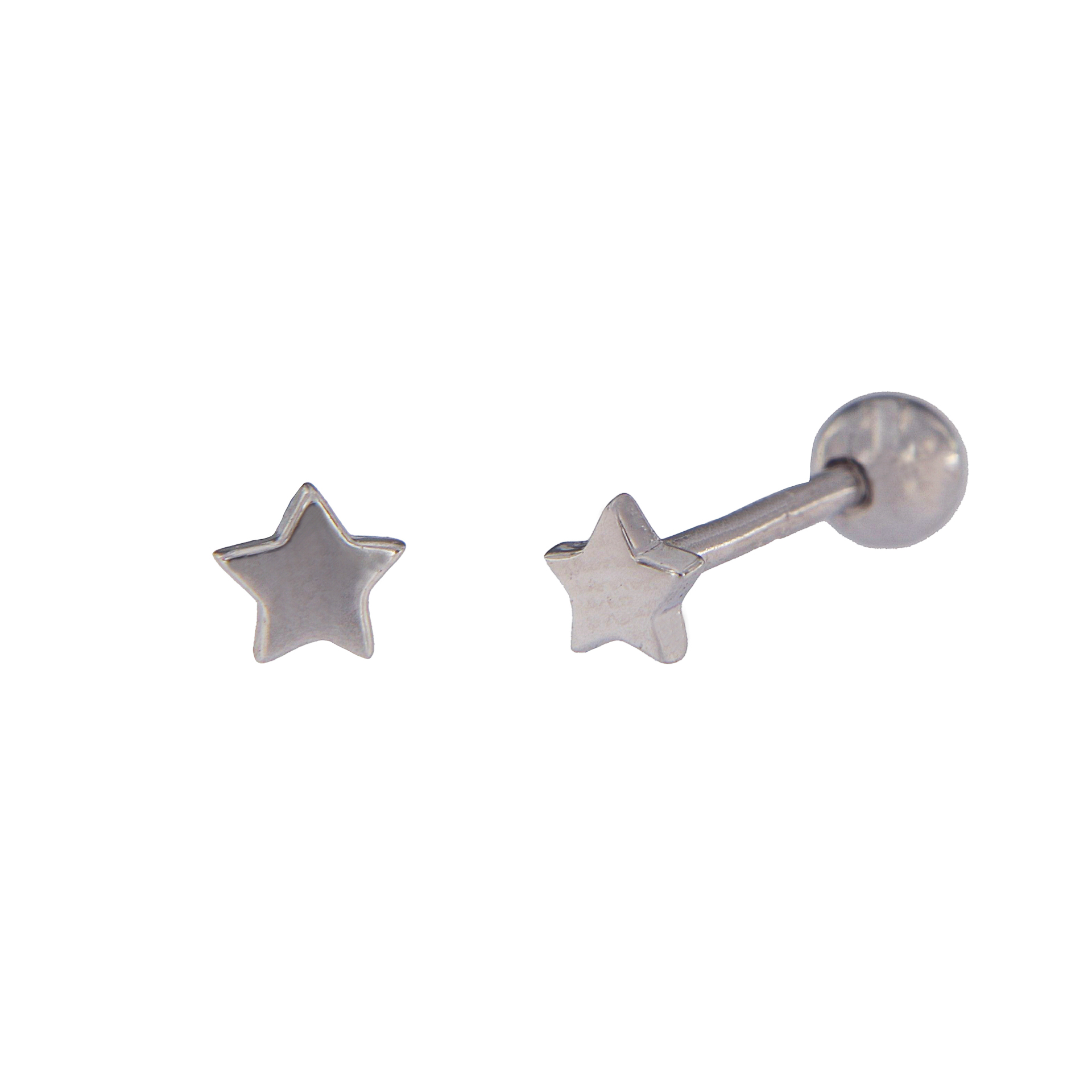 Piercing de plata Amélie con diseño de estrella y cierre labret