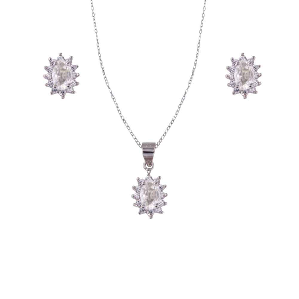COLLAR Y PENDIENTES PLATA LEANDRA